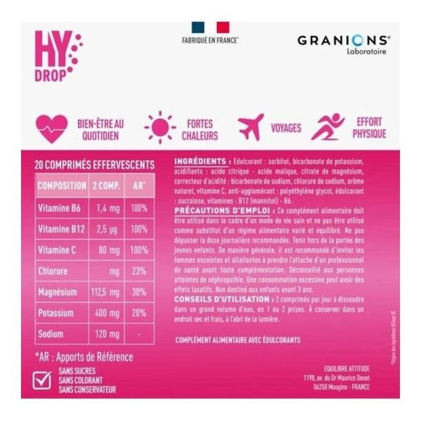 Hydrop Hydratation Électrolytes - Fraise - 20 comprimés