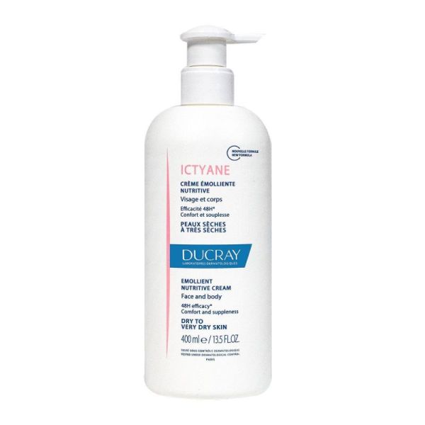 Ducray Ictyane Crème Émolliente Nutritive Visage et Corps - 400 ml