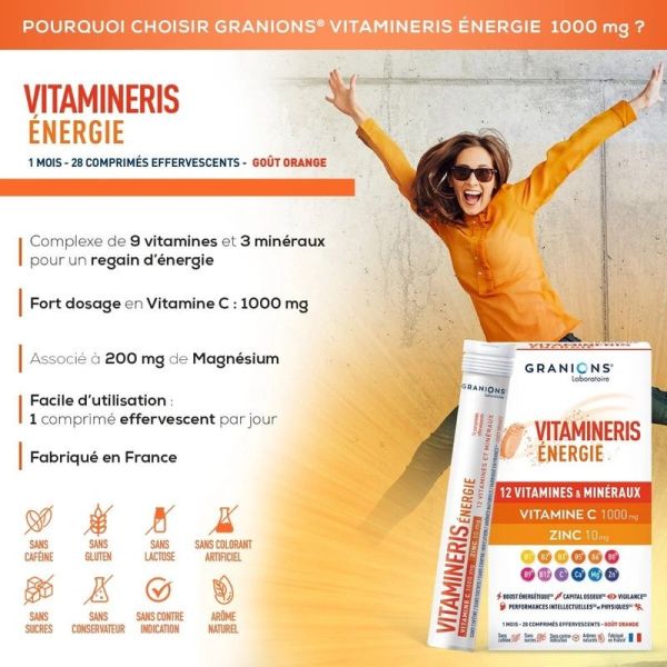 Construction musculaire Vitamineris Énergie 1000mg - 28 comprimés