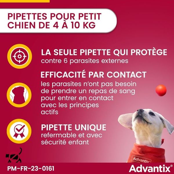 Advantix Petit Chien entre 4 et 10 kg - 4 x 1,0 ml
