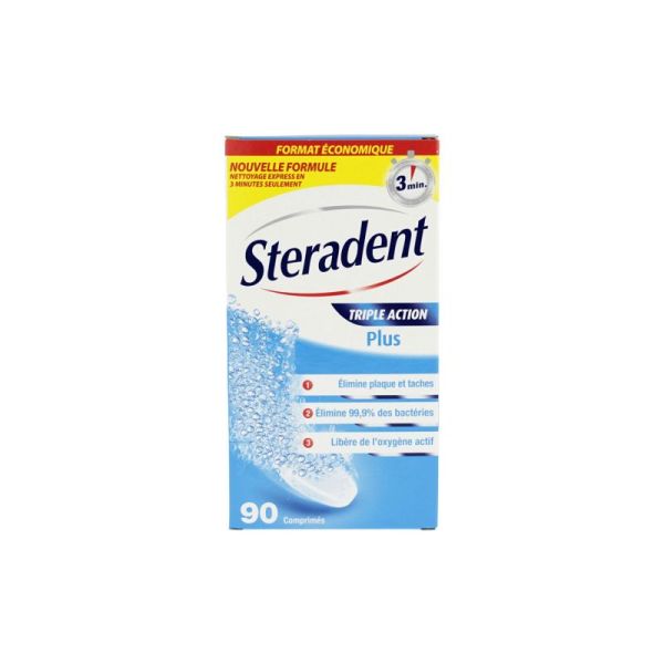 Steradent Triple Action Plus - 90 Comprimés