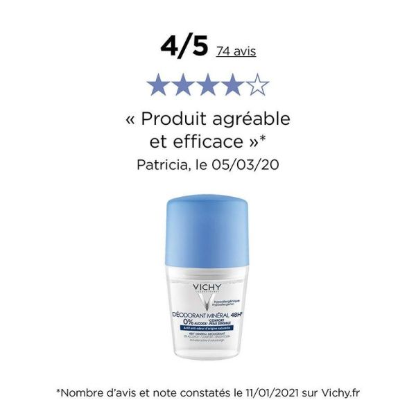 Déodorant Minéral 48h sans sels d'aluminium - 50 ml