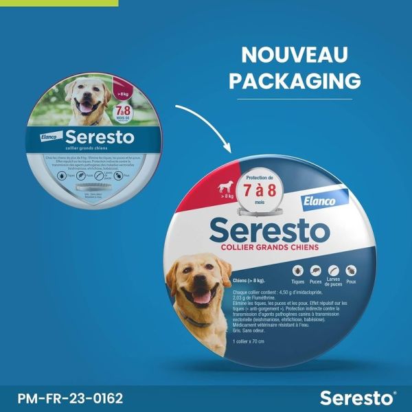 Seresto Chien – Collier Anti-Puces et Anti-Tiques pour Grands Chiens - 8 kg et Plus